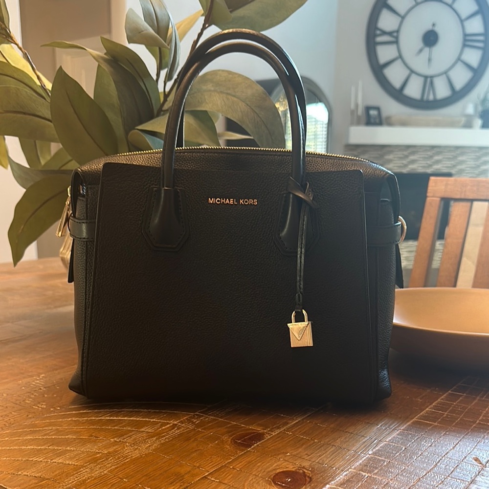 Michael Kors Black Satchel with Gold Hardware
